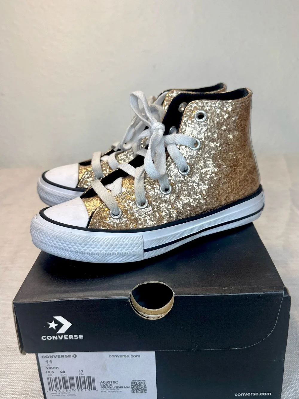 Converse Kids Gold Glitter High Top Sneakers